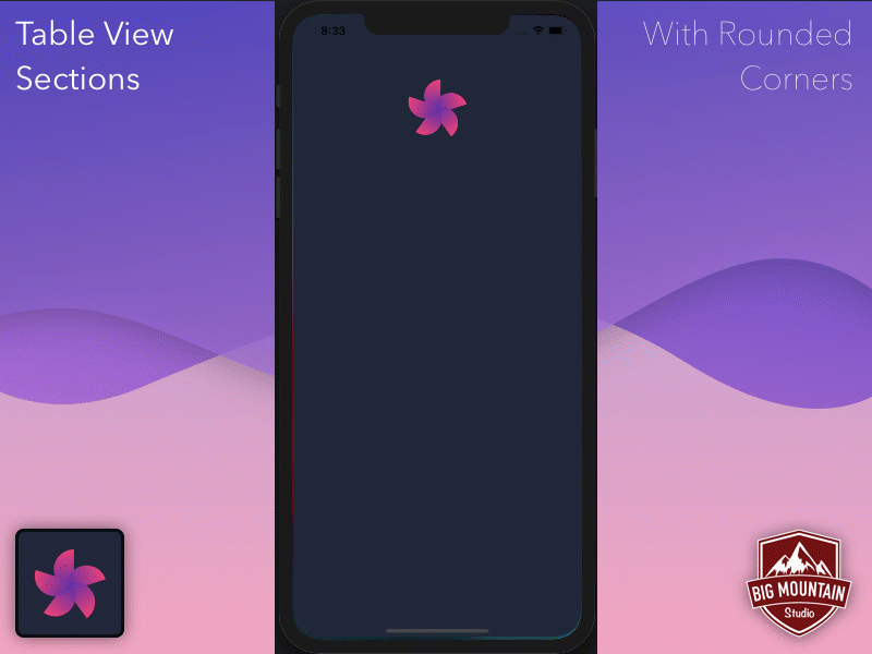 Rounded Corner Table Sections animation bigmountainstudio design ios mobile mobile ui swift table design ui xcode