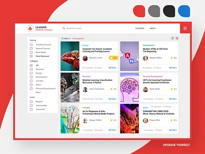 LEARNER - Upgrade Yourself app app branding clean clean creative clean app courses dailyui design interface landing learning platform new online courses ravidelixan redesign trending ui ux web website