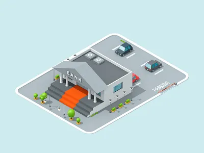 LogicSource - Bank 3d illustration building c4d cinema 4d illustration isometric isometric building isometric illustration motion motion design motion designer motion graphics shop store