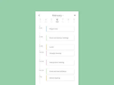 Daily Ui 071 Schedule app dailyui dailyui 071 dinner lunch meeting meetings schedule ui ux ux ui design
