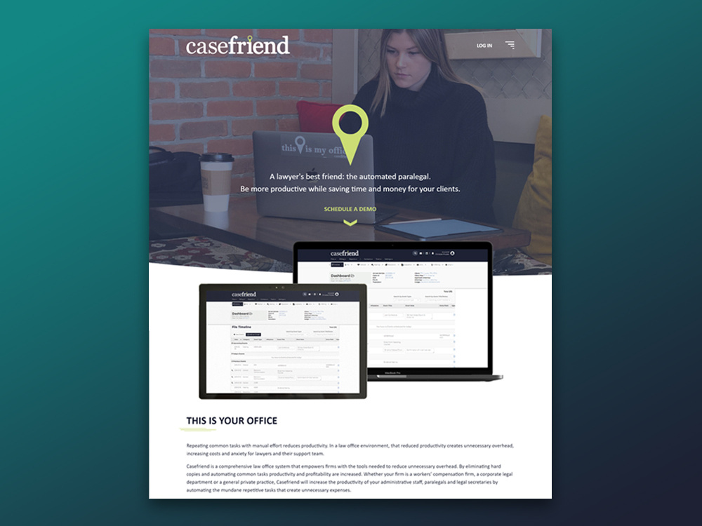 Example of Casefriend Landing Page