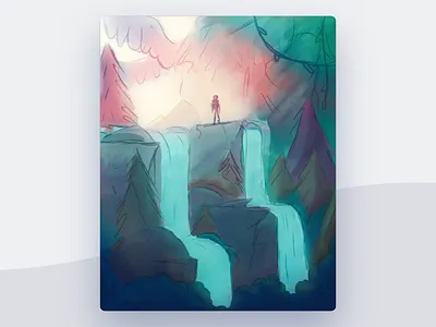 Waterfall Illustration cartoon color comic art environment design forest illustration ipad pro procreate waterfall