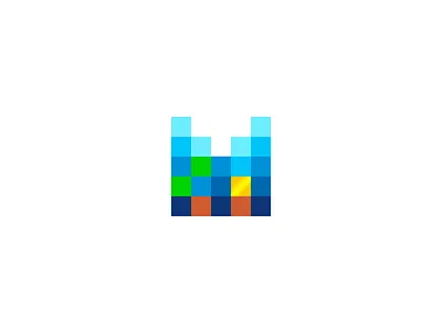 MORE 8 bit branding four hands fourhands gold gold fish gold pixel identity it letter logo mark logotype m mark pixel pixel art river sea symbol wave