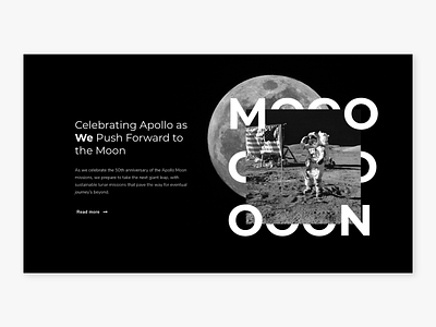 Moon landing page #003 003 dailui daily ui 003 dailyui dark mode design flat minimal moon typography ui ui design ux ux design web webdesign website