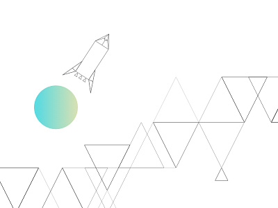 Rocket Triangle Sphere gradient line art minimal rocket white space