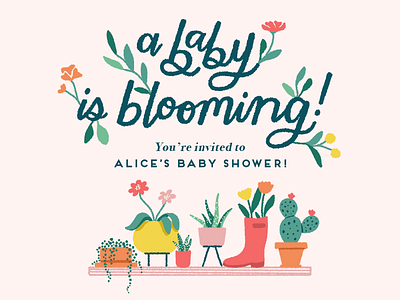 Baby Shower Illustration baby baby shower cactus floral flowers garden illustration succulents