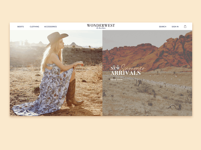 Wonderwest Homepage ecommerce homepage lifestyle responsive retail shopify ux webdesign