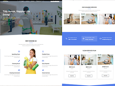Cleaning Website Design animation branding branding design cleaning website design illustration landing page landing page design photoshop typography web deisgn wordpress wordpress design
