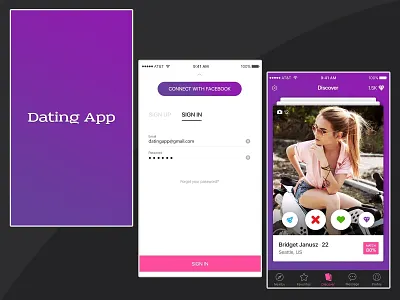 Dating Application UI application design application ux ui business app card app chat application dating app flat design graphic design icon social media app ui ux design