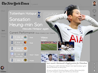 New York Times Sport_Son Tottenham Hot Spur animation app branding character design icon illustration illustrator ios lettering logo mobile type ui ux vector web website