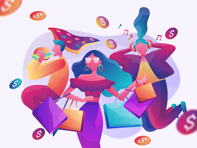 hedonism - an illustration exploration fashion food header hedonism hero image homepage illustration landing page music online shop shopping