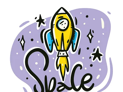 Space Adventure comet design fire icon illustration lettering logo planet sketch space star starship type vector