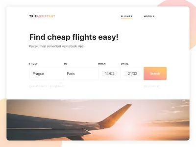 TripAssistant – Trip Booking Service app clean fligts gradient hotels minimal plane product design ui ui ux design ux web