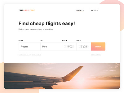 TripAssistant – Trip Booking Service app clean fligts gradient hotels minimal plane product design ui ui ux design ux web