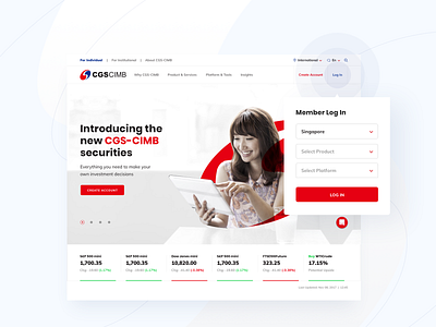 CGS-CIMB homepage bank banner design desktop homepage landing page log in login logo securities trading ui uidesign ux ui ux design website