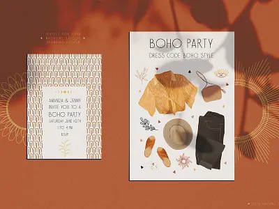 Boho Party boho boho chic boho dress branding clothing cute design fabric flowers illustration invitation invitation card logo logos pattern seamless pattern typography vector wear wedding