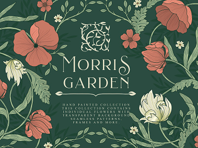 Morris Garden Collection botanical design england fabric floral florals flower flowers illustration leaf leaves logo logos morris nature ornament pattern seamless pattern textile vector