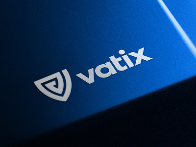 Vatix - Logo Design blue and white bold lines brand agency branding concept geometric designer initial logo metal engraving mockup design protection logotype safety icon shield logomark v clever monogram