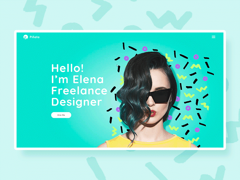 Piñata - Freelancer Portfolio animation color creative cv design design dribbblers freelance graphic hello dribbble interface minimal modern pastel pattern portfolio showcase ui ux website website animation