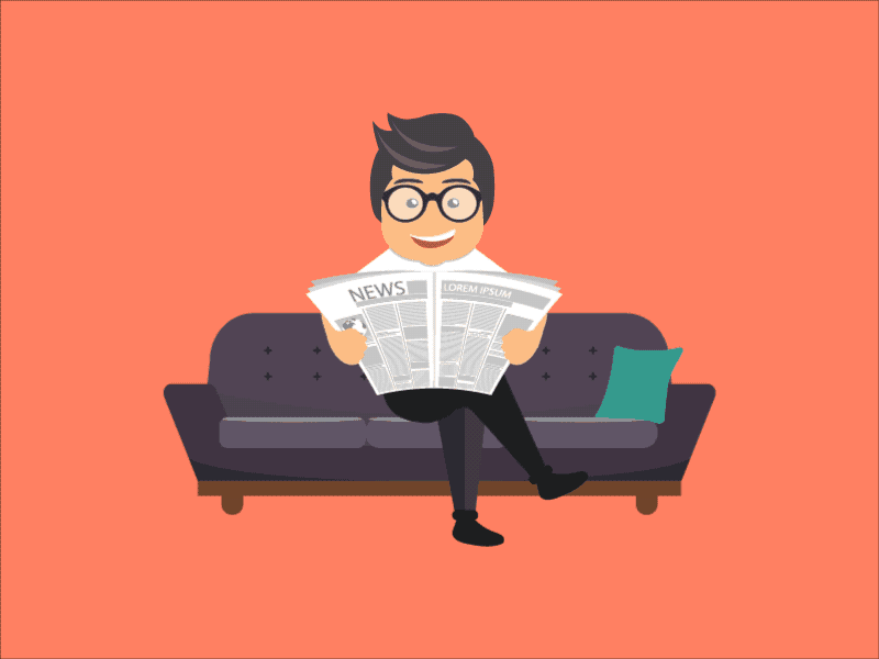 News Reading Man !! animation app character gif illustration man minimal mobile motion news shot ui vector