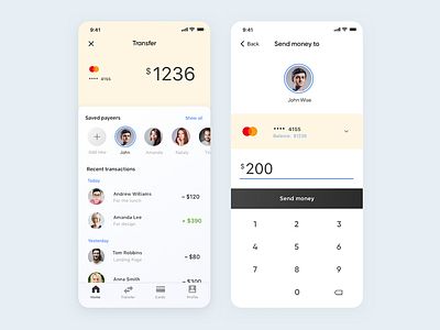 Money Transfer- mobile app adobe xd bank app clean design digital figma finance app ios mobile money transfer sketch tech ui ux