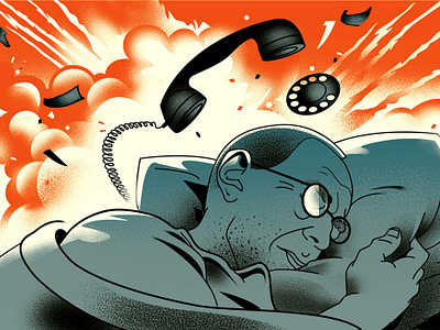 Editorial illustration for GQ illustration phone russia social telephone vintage