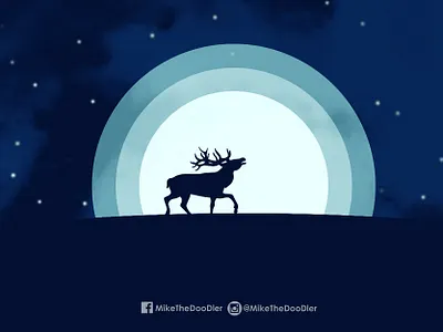 Wondering at Night - Facebook Cover adobe photoshop cover deer design facebook banner graphic design illustration night