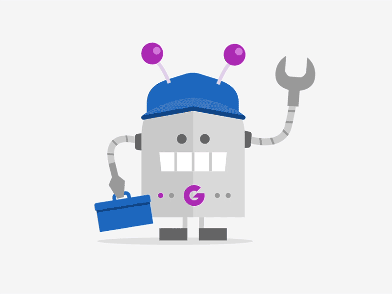 JustGiving Maintenance Bot animation character design flat gif icon illustration loop loopinggif maintenance page motion pictogram vector