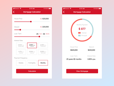 Mortgage calculator calculator ios ui