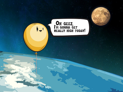 Gonna get so high today balloon cartoon design high illustration moon