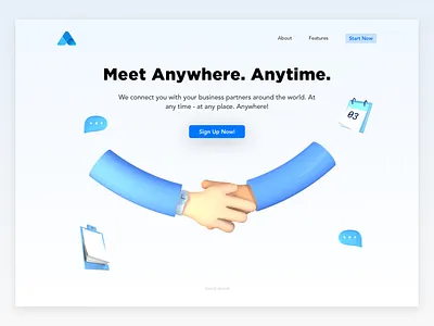 Remote Work - 3D Illustration Landing Page 3d animation c4d cinema 4d clean design icon illustration landingpage ui ux kit web website