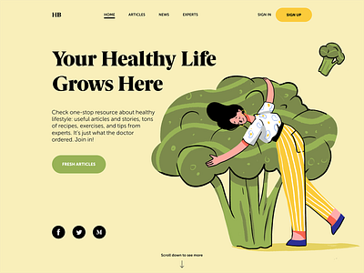 Health Blog Design blog character design design studio digital art graphic design health health blog hero image home page illustration interaction interface ui user experience user interface ux web web design website