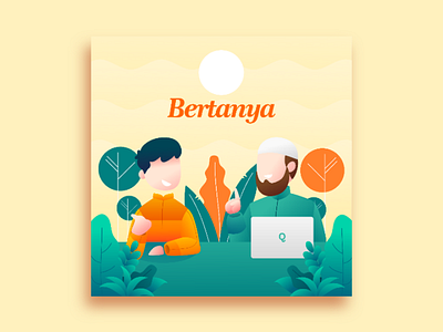 Bertanya custom illustration design dribbble flat gradient graphic design illustration ui wallpaper