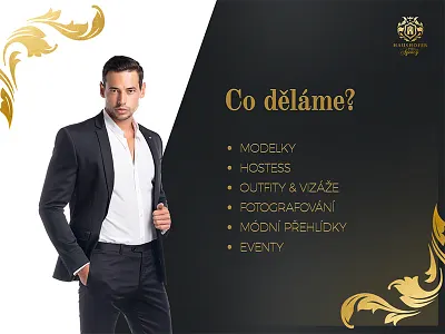 Presentation for modelling and hostess agency golden heraldic jxk model photo model photogarphy presentation design topmodel