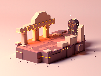 Small Land Altar 3d b3d blender c4d cartoon cinema 4d game illustration isometric isometric room low poly lowpoly