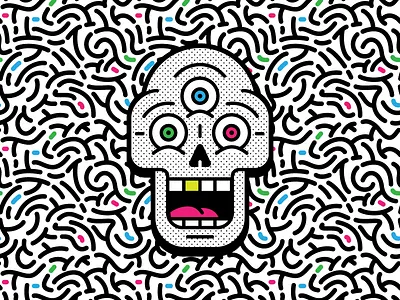 Screaming Skull brains branding graphic design illuminati illustration msg317 pattern skull thirdeye vector