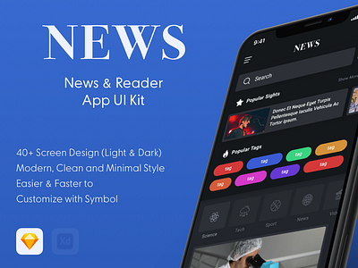 News & Reader Mobile App Ui Kit blog app mobile news app mobile reader app news app news app sketch news app ui news ui news ux reader app reader app sketch ui kit