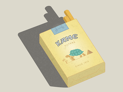 Kame Filters 3d cigarettes design illustration kame pack perspective retro shadow vintage yellow