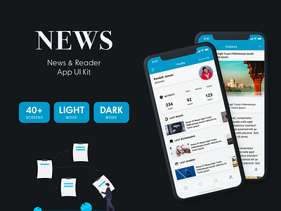 News & Reader Mobile App UI Kit blog app mobile news app mobile reader app news app news app sketch news app ui news ui news ux reader app reader app sketch ui kit