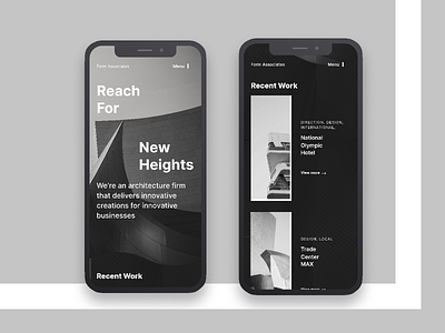 Form Associates | Morning UI architechture black clean design gray inter typeface layout minimal mobile mobile ui simple typography ui ui design web web design white