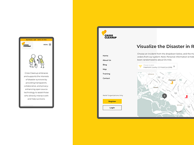 Crisis Cleanup Website branding chat interaction map motion nonprofit phoneagent product recovery saas system ui ux website