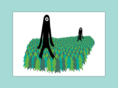 Return to Nature cyclops forest hand drawn illustration monsters nature poster trees