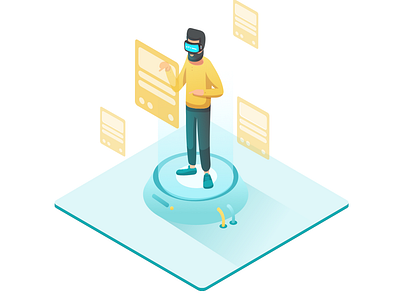 Ilustration design draw guy illustration interface isometric man technology ui ux vector