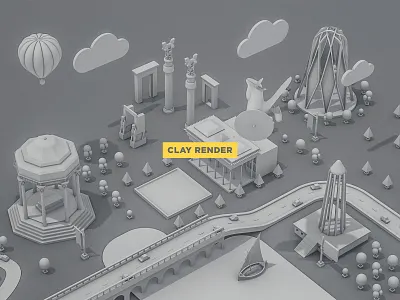 ZORAQ - Packing your suitcase, is all you need to do! - Clay 3d illustration c4d cinema 4d clay render illustration landmarks motion motion design motion designer motion graphics travel traveling tv commercial