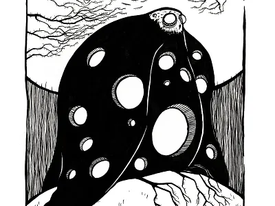 Hollow Bird fairytale illustration ink illustration