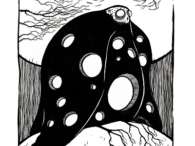 Hollow Bird fairytale illustration ink illustration