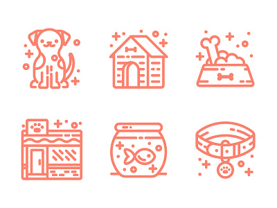 Pet Icons animal dog fish icon icons illustration line line art pet