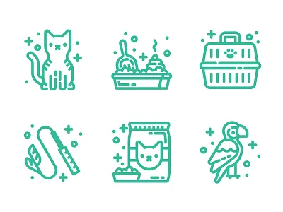 Pet Icons animal bird cat icon icons illustration line line art pet poop