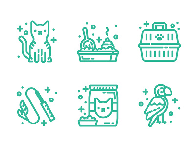 Pet Icons animal bird cat icon icons illustration line line art pet poop