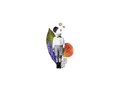 #042 abstract abstract collage avantgarde boy collage dribble flowers illustration monochrome retro retro photo stars